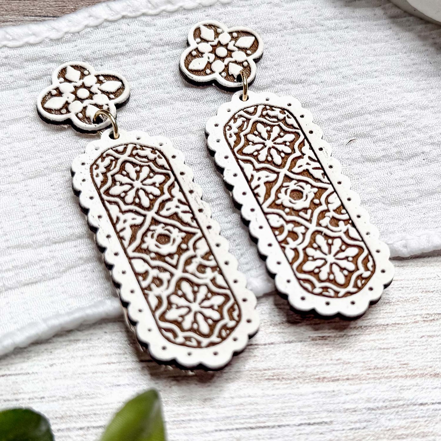 Moroccan Scalloped Rectangle Dangle Earrings - Glowforge