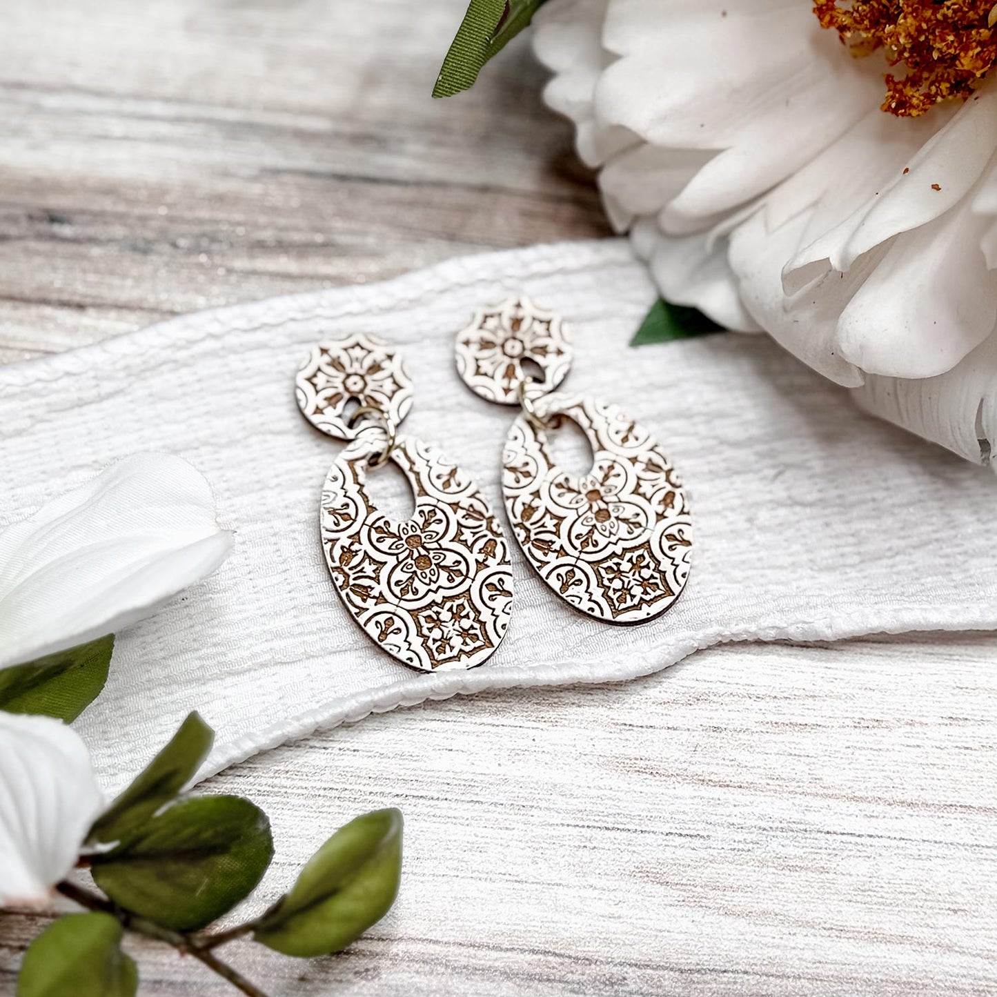 Moroccan Tile Oval Dangle Earrings - Glowforge