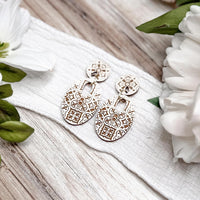 Moroccan Tile Oval Dangle Earrings - Glowforge