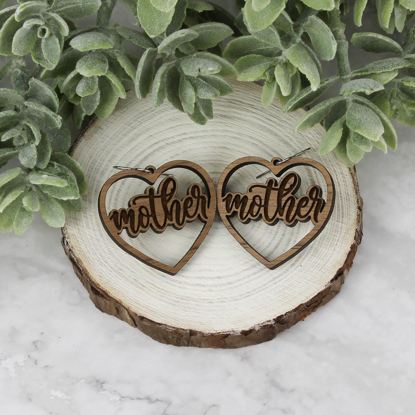 Mother Heart Earrings - Mother's Day Earrings - Glowforge