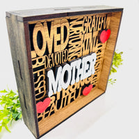 Mother Word Collage Shadow Box Sign - Layered Mother’s Day Keepsake Framed Decor