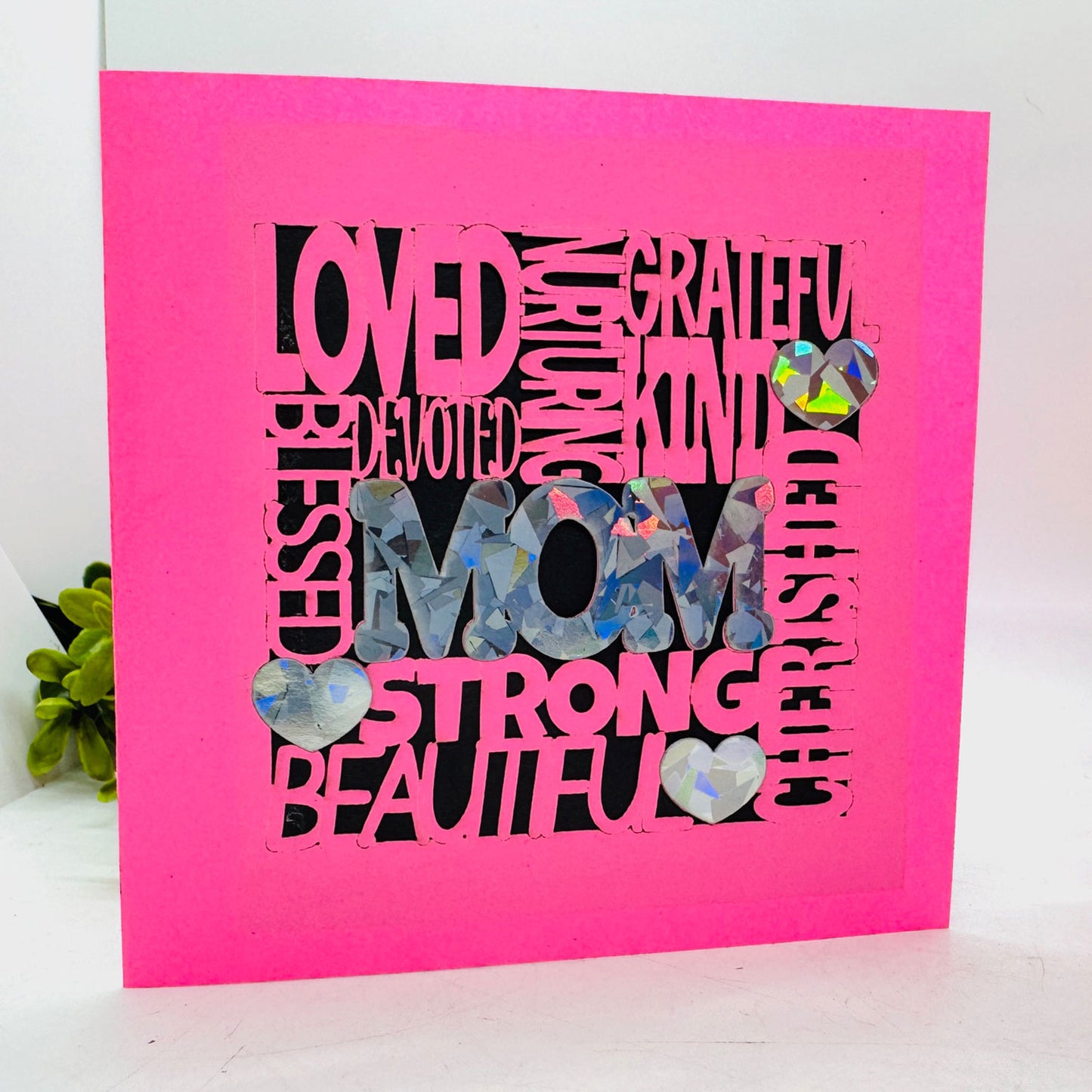 Mother’s Day Word Collage Card for Mom - Layered Sentimental Greeting Card - Glowforge