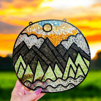Mountain Crushed Glass Sun Catcher Template (Set of 2) - Glowforge