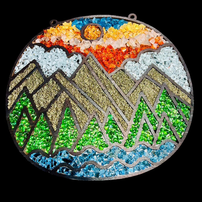Mountain Crushed Glass Sun Catcher Template (Set of 2) - Glowforge
