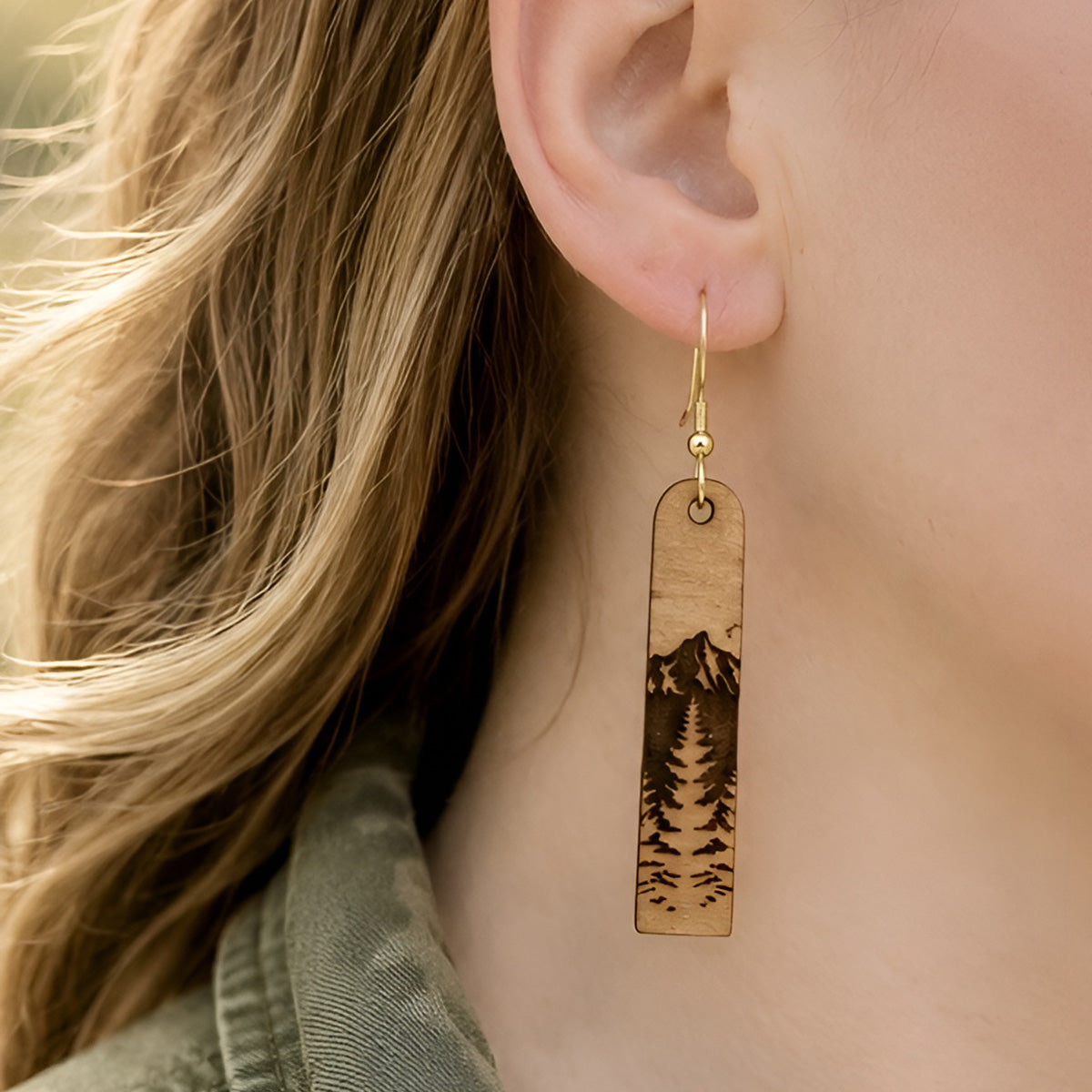 Mountain Forest Bar Dangle Earrings - Glowforge