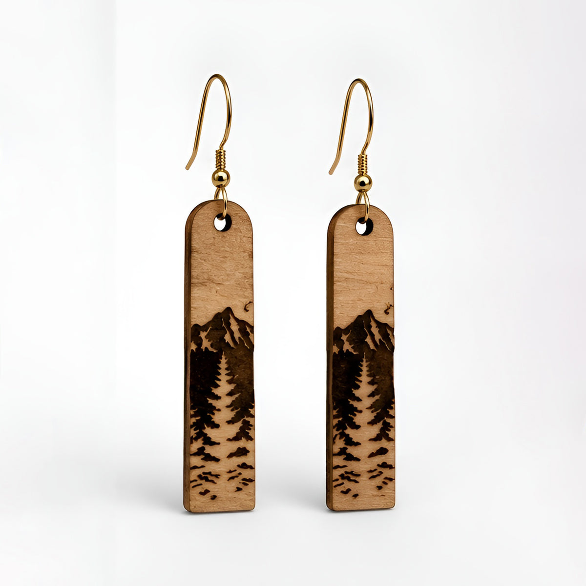 Mountain Forest Bar Dangle Earrings - Glowforge