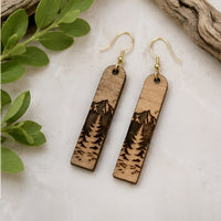 Mountain Forest Bar Dangle Earrings - Glowforge