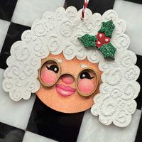 Mrs. Claus Color Me Ornament - Wooden Resizable Kid Craft Keepsake - Glowforge