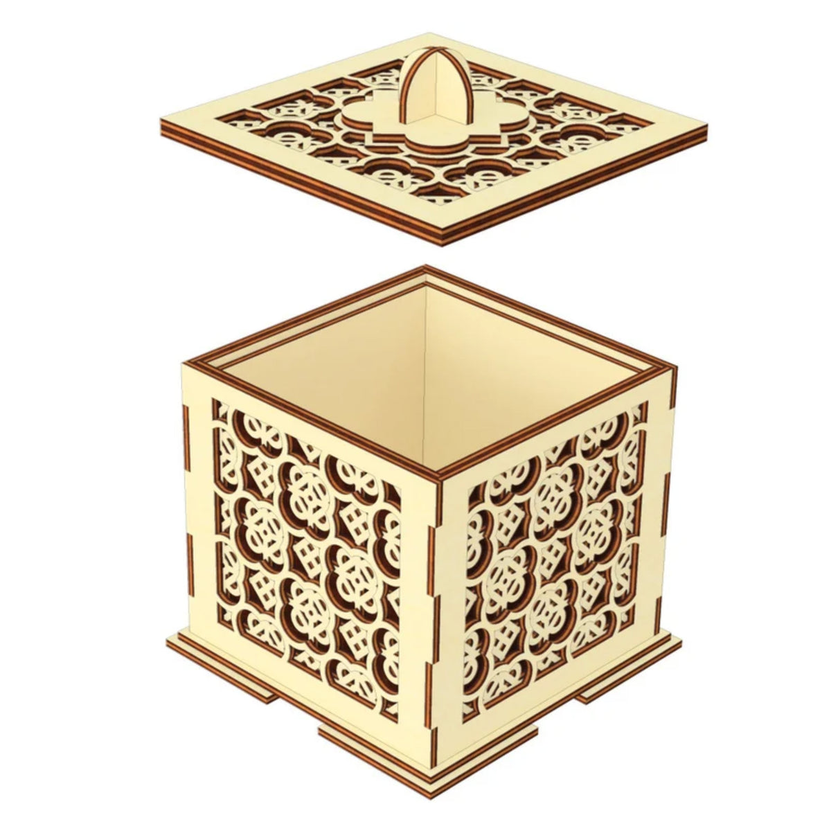 Multi-Layered Opening Box with Arabic Pattern – Glowforge Shop