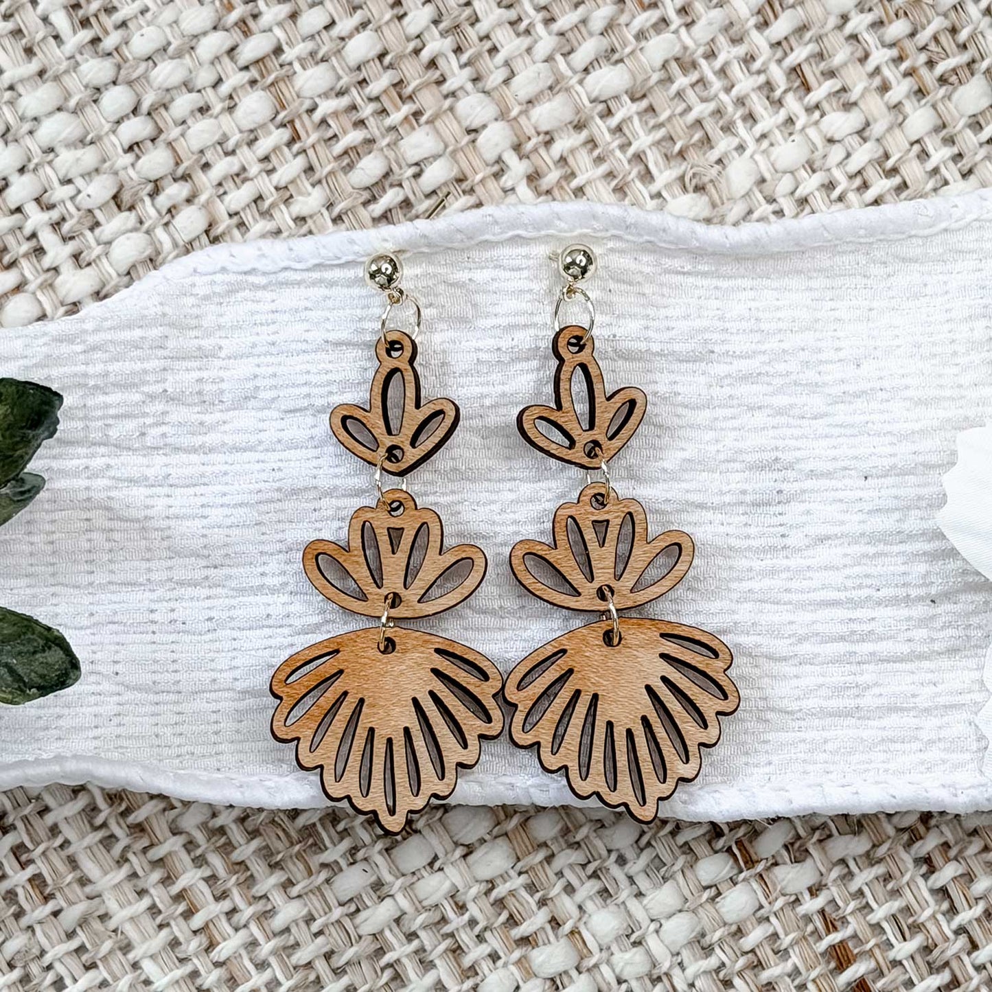 Multi-Section Floral Dangle Earrings Set - Glowforge