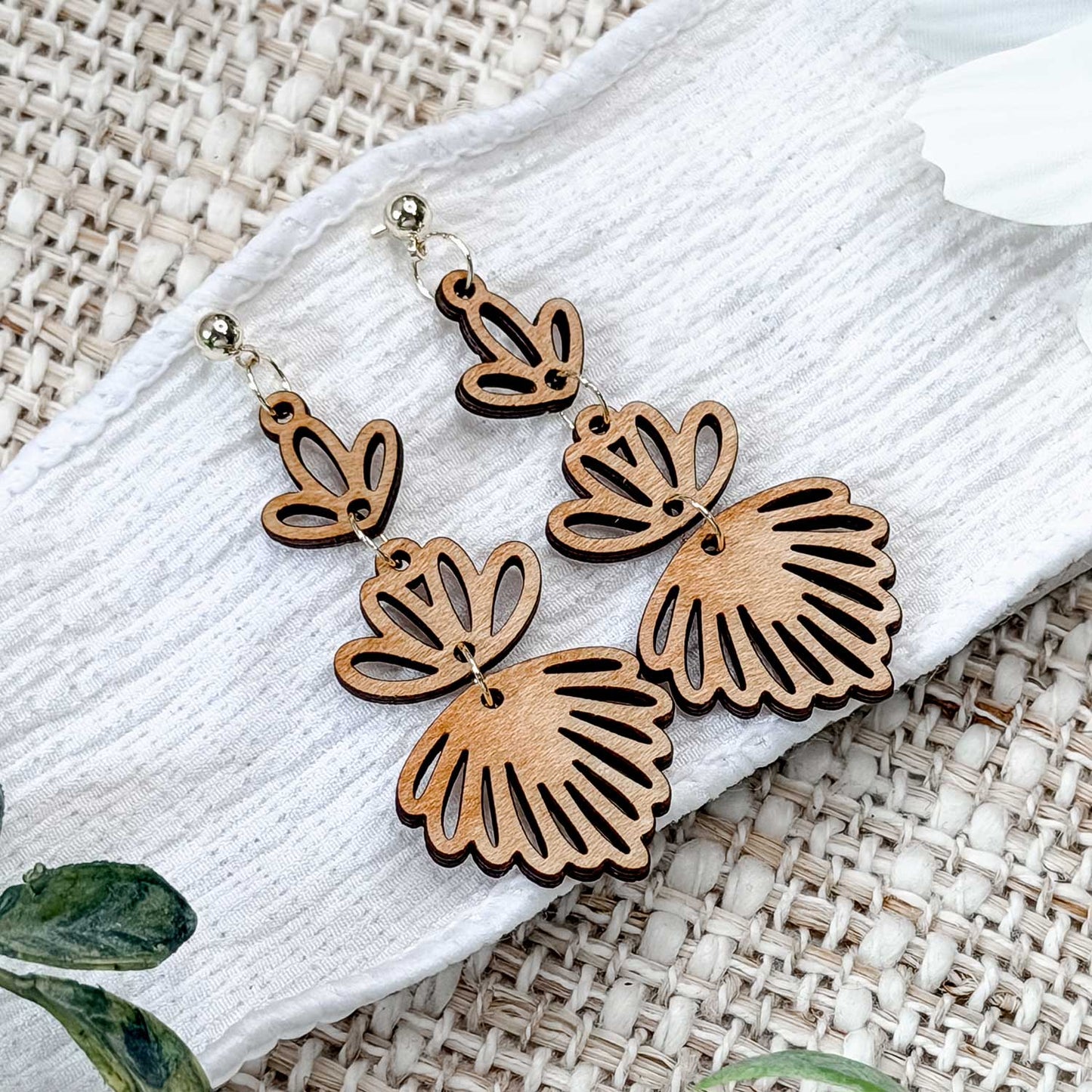 Multi-Section Floral Dangle Earrings Set - Glowforge