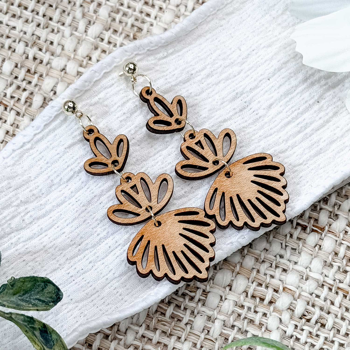 Multi-Section Floral Dangle Earrings Set - Glowforge