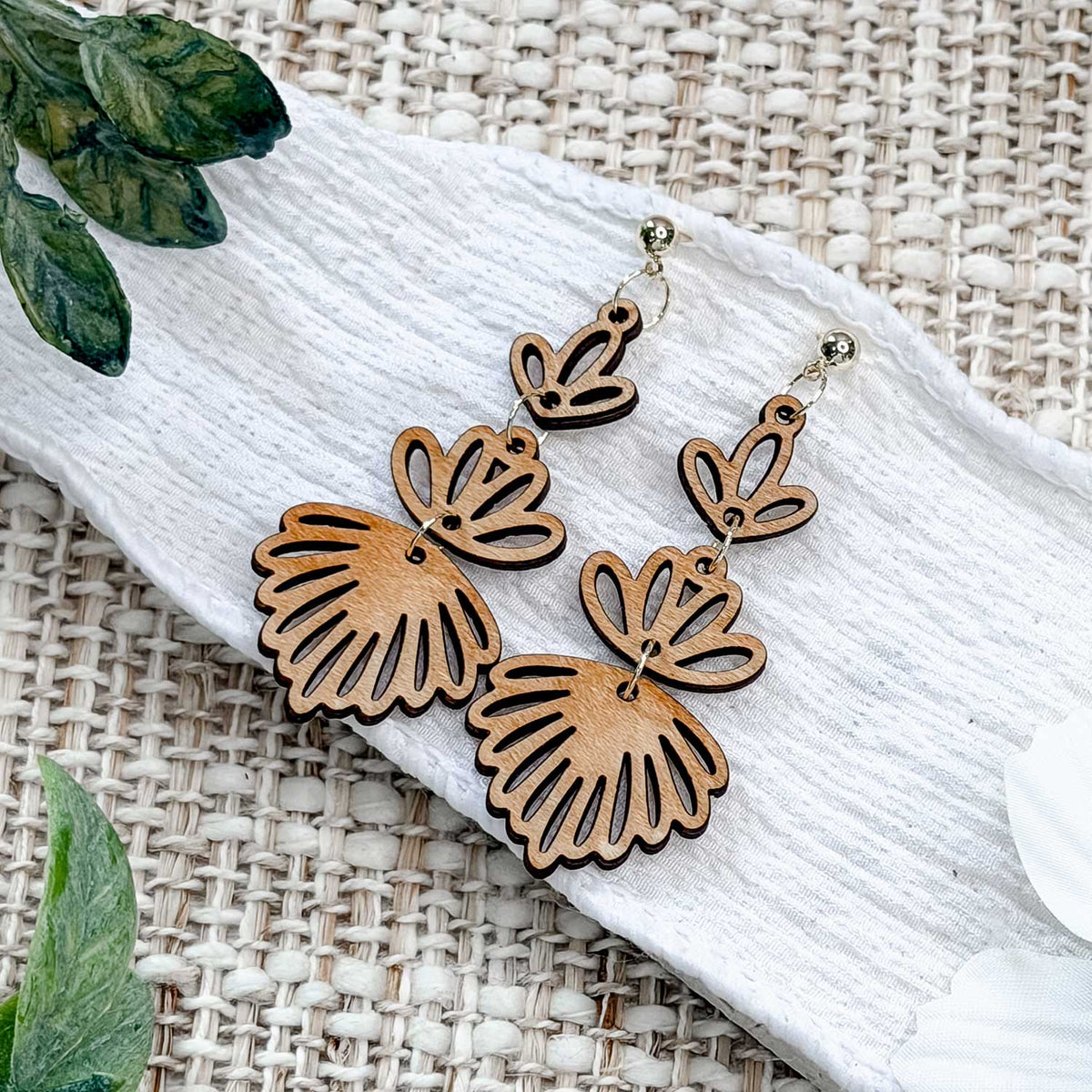 Multi-Section Floral Dangle Earrings Set - Glowforge