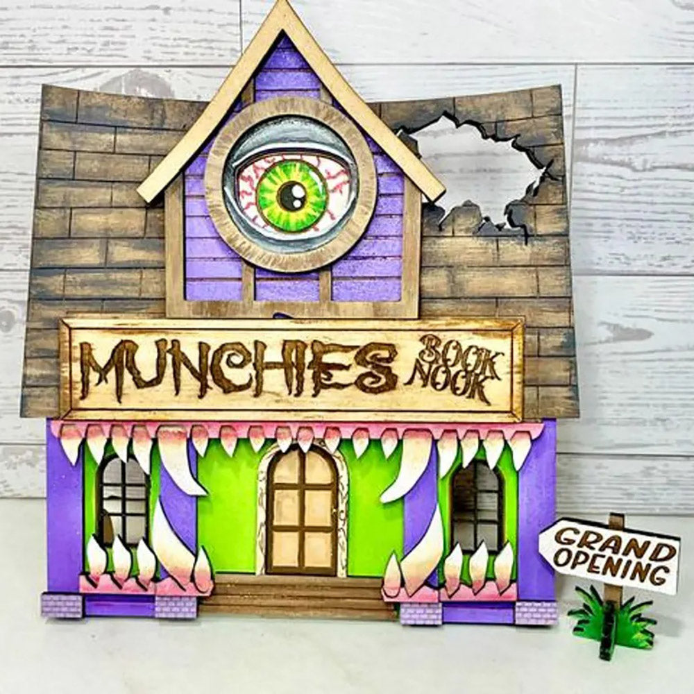 Munchies Book Nook Haunted Halloween Library - Glowforge