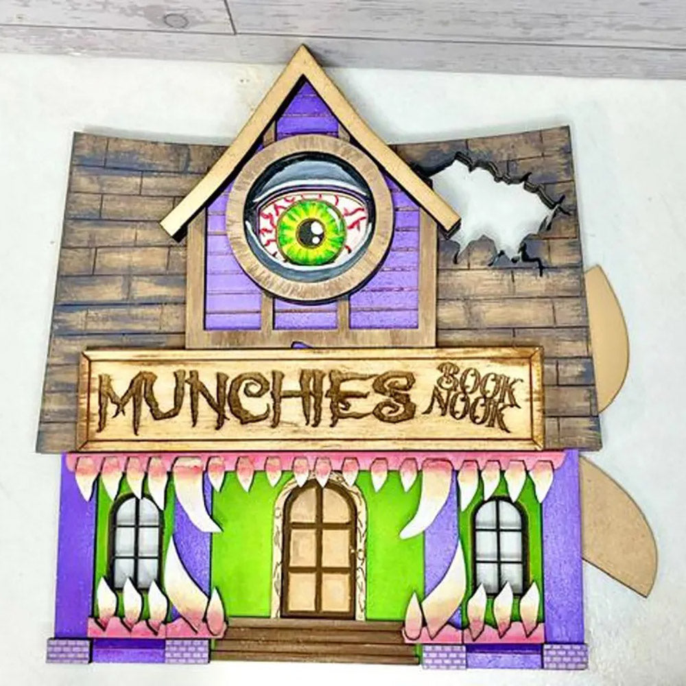 Munchies Book Nook Haunted Halloween Library - Glowforge