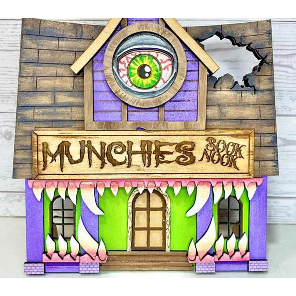 Munchies Book Nook Haunted Halloween Library - Glowforge