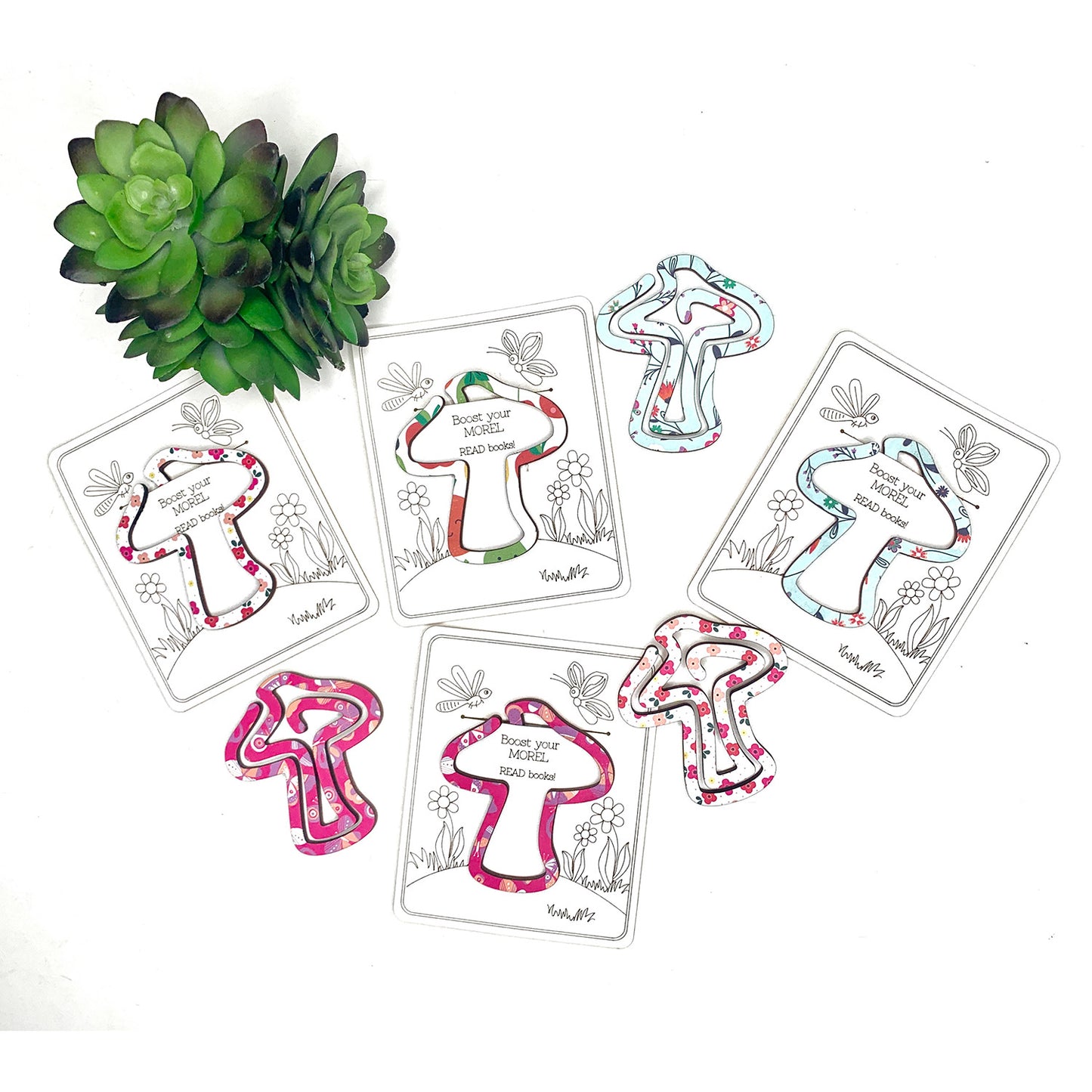 Mushroom Shaped Bookmark with Card Backer - Paperclip - Snack Bag Closure - Glowforge