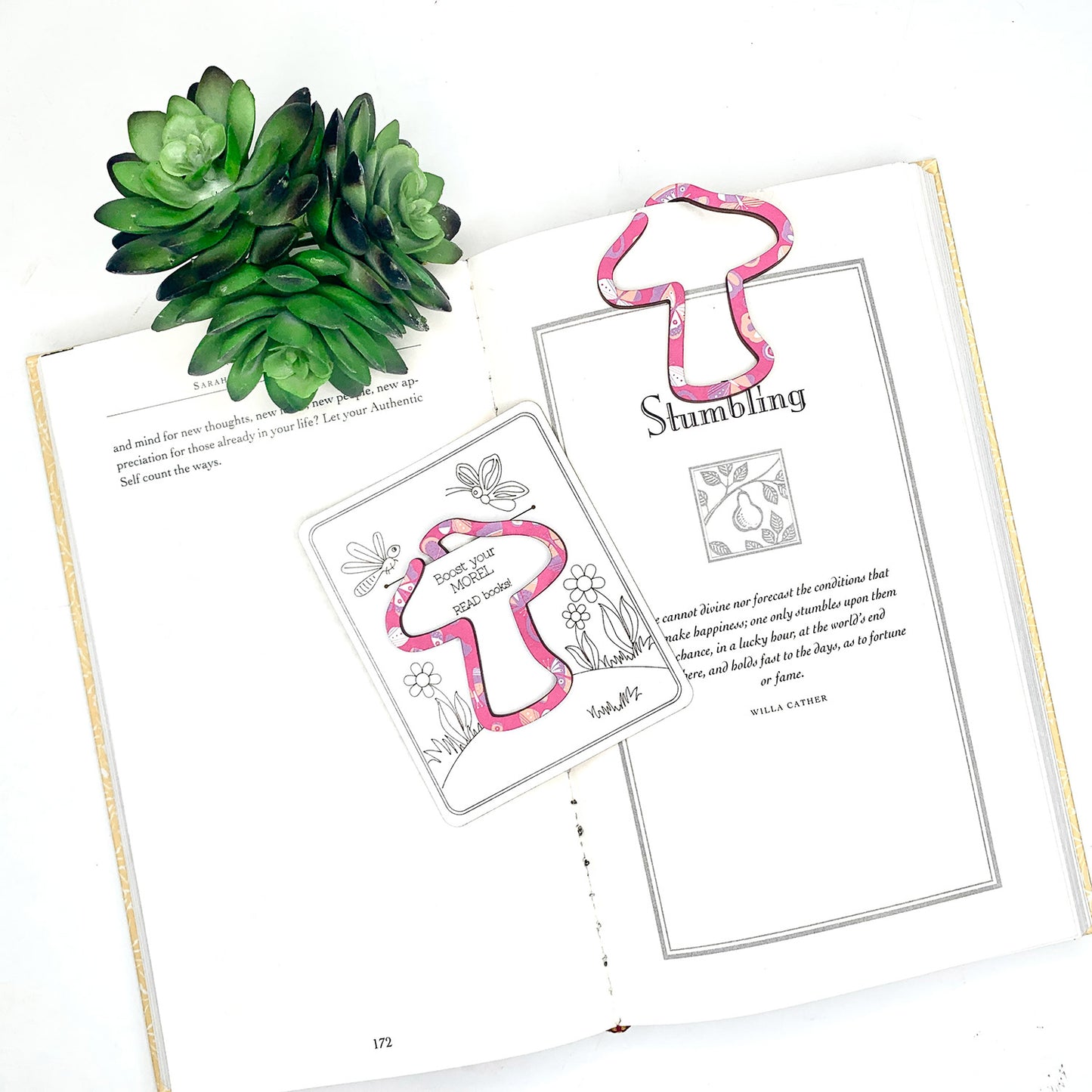 Mushroom Shaped Bookmark with Card Backer - Paperclip - Snack Bag Closure - Glowforge