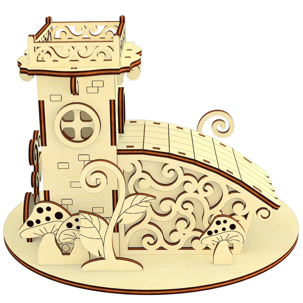 Mushroom Fairy House with a Tower Miniature – Glowforge Shop