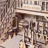 Music Store Book Nook - Miniature Diorama with Guitars, Drums & Piano - Glowforge