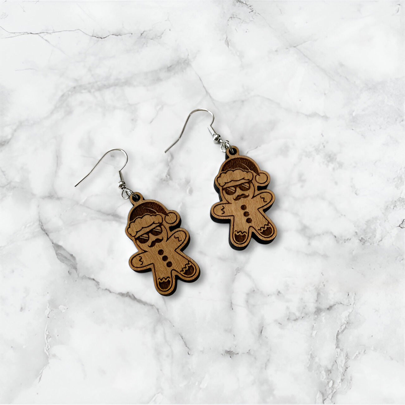 Mustache Cute Gingerbread Earrings - Glowforge