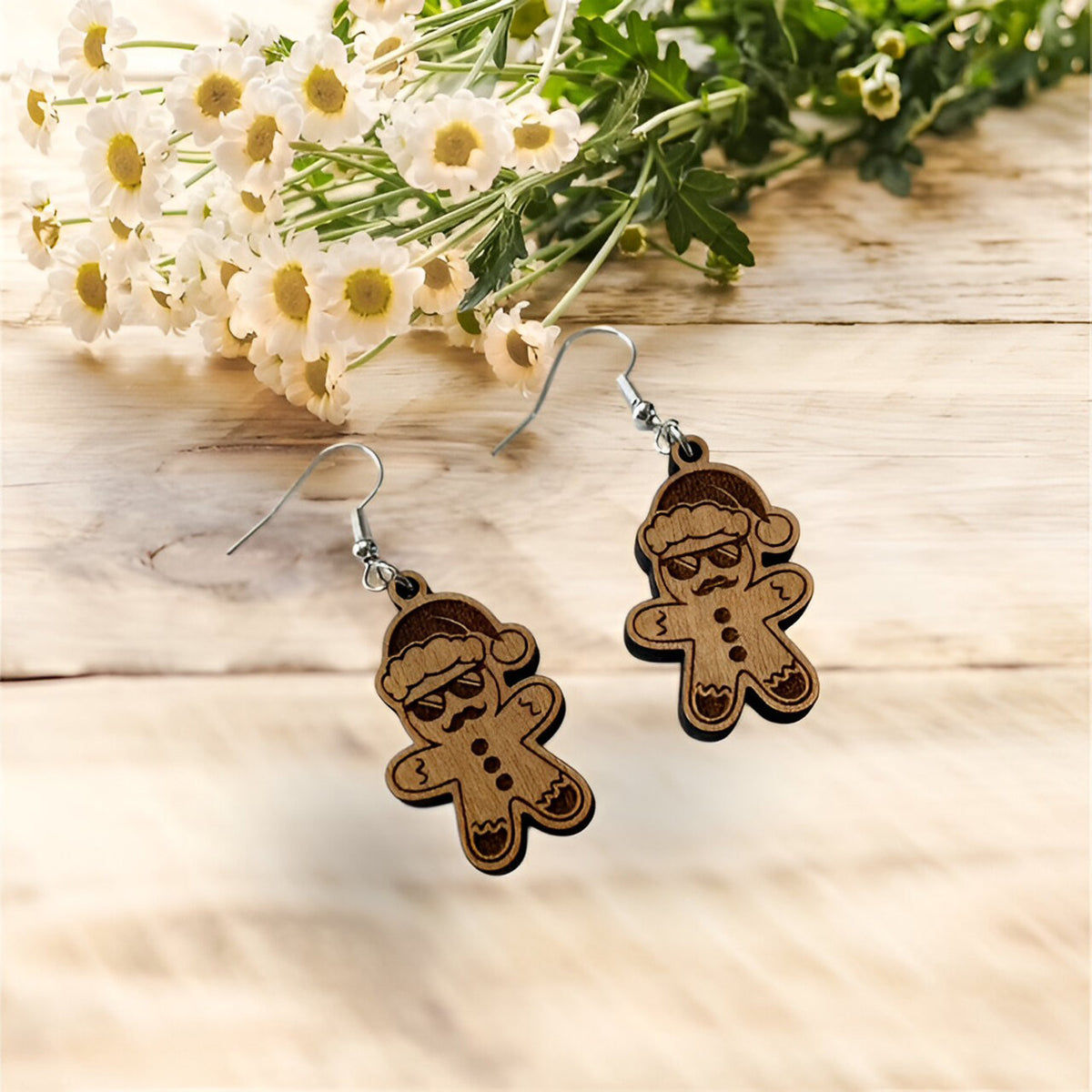 Mustache Cute Gingerbread Earrings - Glowforge