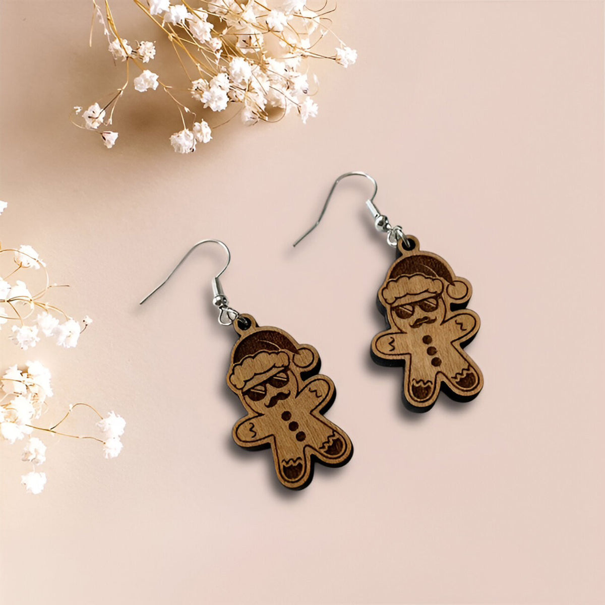 Mustache Cute Gingerbread Earrings - Glowforge