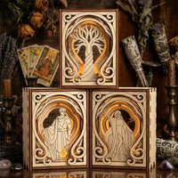 Mythology Centerpiece Mini Diorama - Warrior, Oracle & Sacred Tree - Glowforge