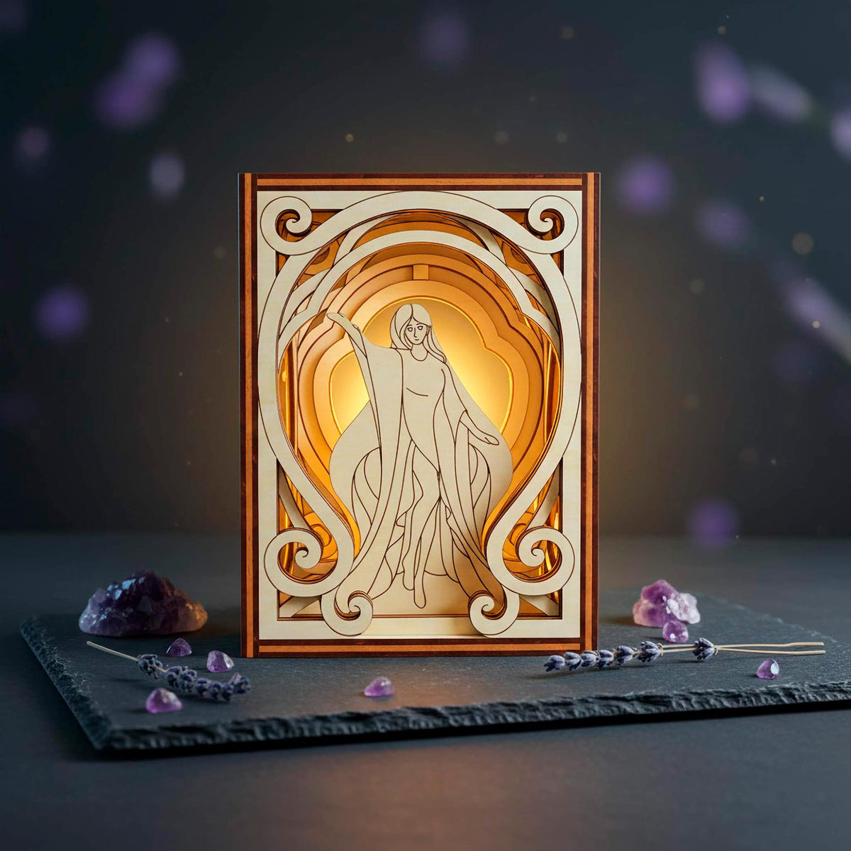 Mythology Centerpiece Mini Diorama - Warrior, Oracle & Sacred Tree - Glowforge