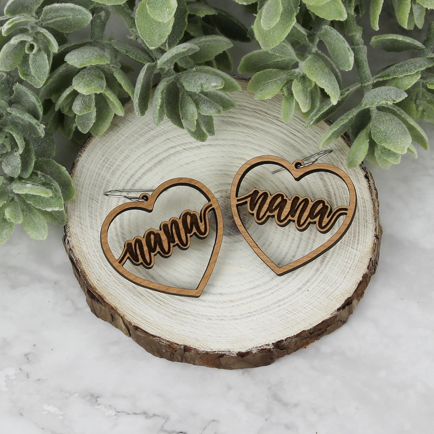 Nana Heart Earrings - Mother's Day Earrings (Set of 2) - Glowforge