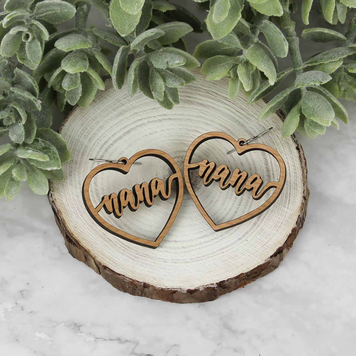 Nana Heart Earrings - Mother's Day Earrings (Set of 2) - Glowforge