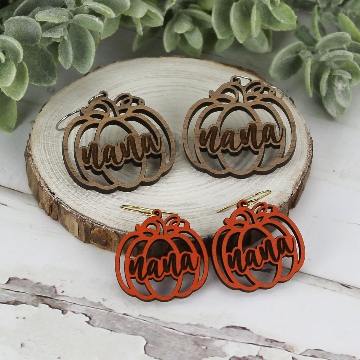 Nana Pumpkin Earrings - Fall Earrings (Set of 2 Sizes) - Glowforge