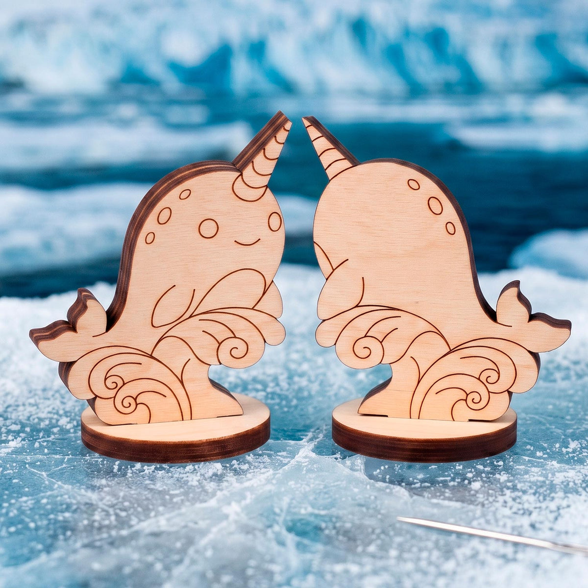 Narwhal Toy - Arctic Ocean Animal Figure for Play & Painting - Glowforge