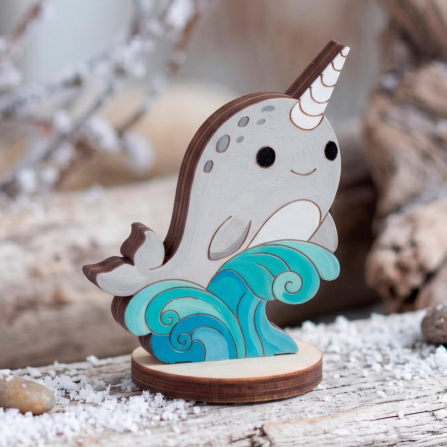 Narwhal Toy - Arctic Ocean Animal Figure for Play & Painting - Glowforge