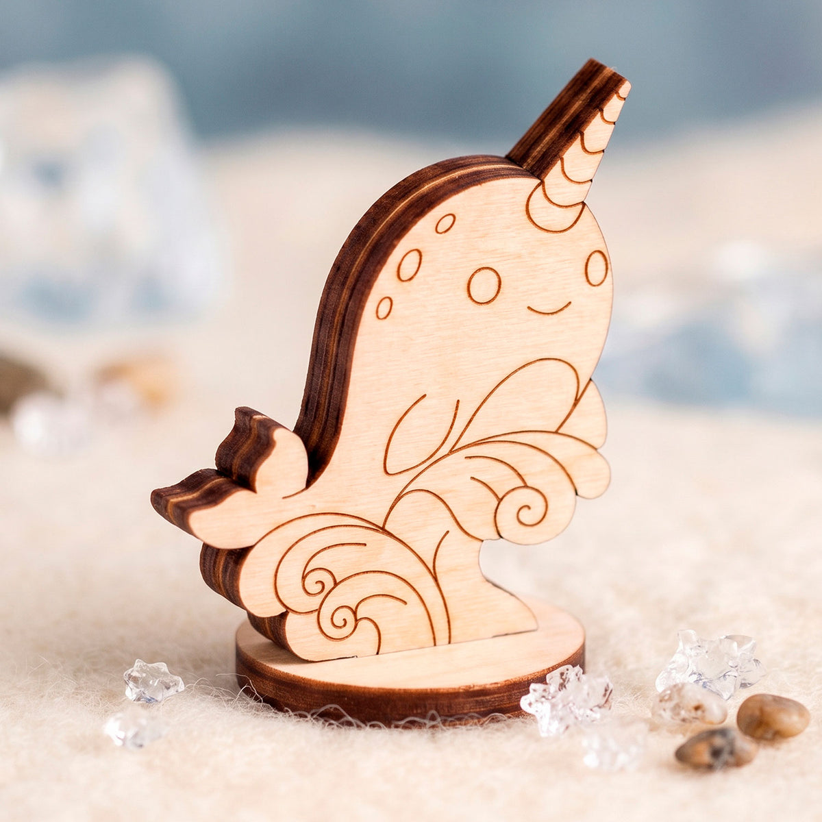 Narwhal Toy - Arctic Ocean Animal Figure for Play & Painting - Glowforge