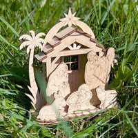 3D Nativity Barn - Christmas Scene with Baby Jesus, Mary, Joseph & Animals - Glowforge