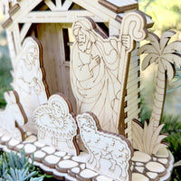 3D Nativity Barn - Christmas Scene with Baby Jesus, Mary, Joseph & Animals - Glowforge