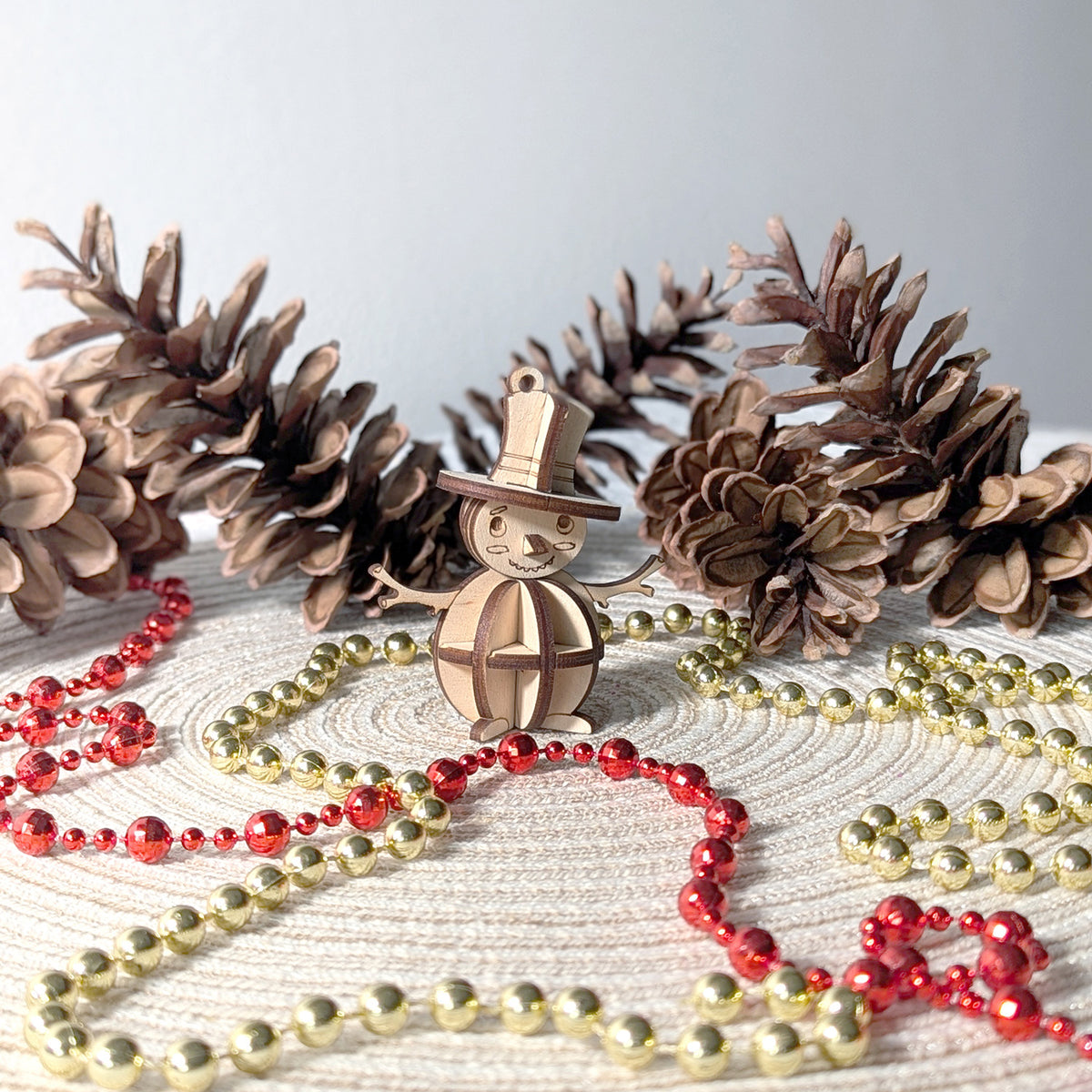 Mini Snowman with a Hat - 3D Christmas Ornament with a Hanging Hole - Glowforge