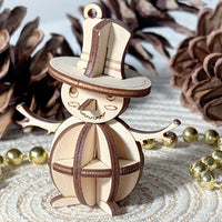 Mini Snowman with a Hat - 3D Christmas Ornament with a Hanging Hole - Glowforge