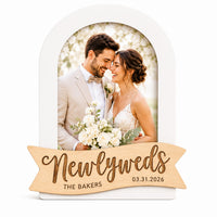 Newlyweds Wedding Photo Frame - Personalized Wedding Favor - Glowforge
