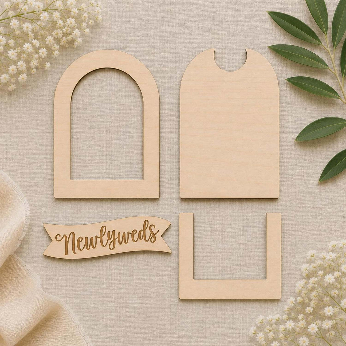 Newlyweds Wedding Photo Frame - Personalized Wedding Favor - Glowforge