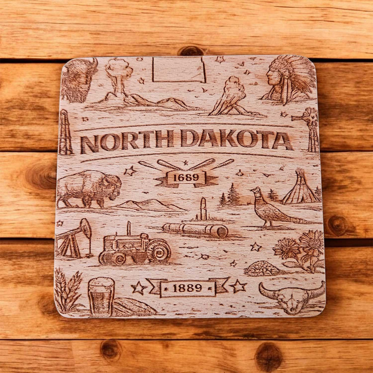 North Dakota Coaster Design - Glowforge