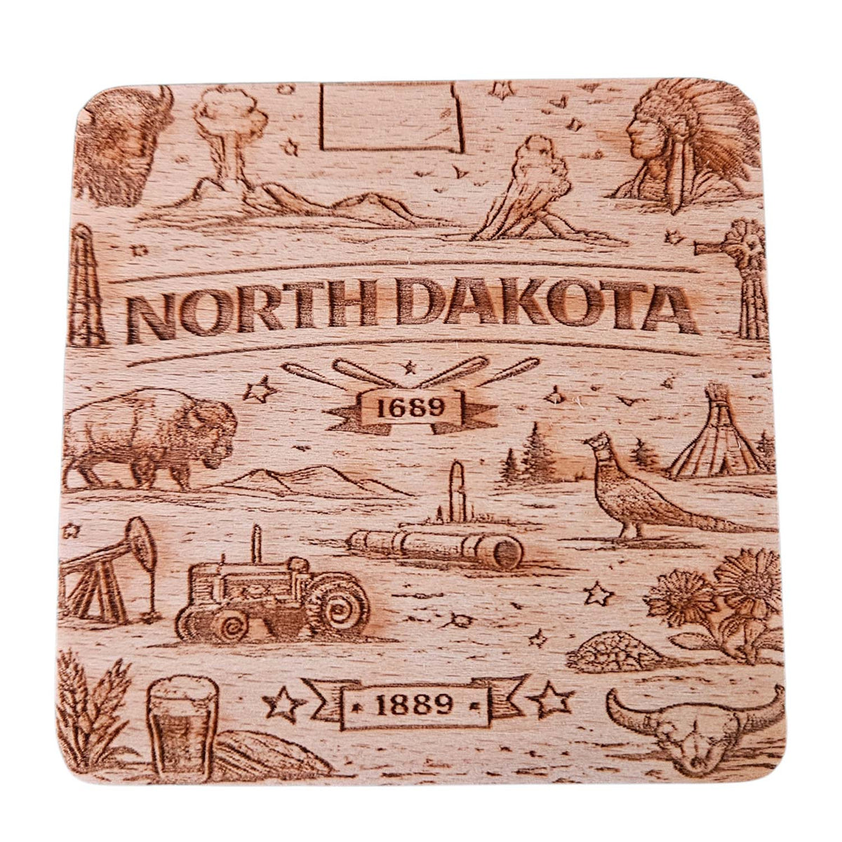 North Dakota Coaster Design - Glowforge
