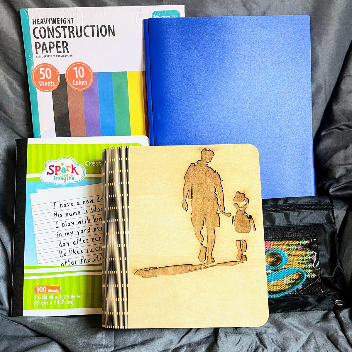Off to School: Father & Daughter Keepsake Book Box Cover - Glowforge