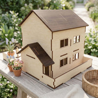 Open Back Modern Dollhouse - Miniature House with Character Figures - Glowforge