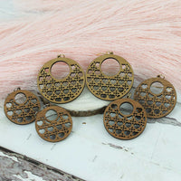 Open Circle Earrings with Heart Rattan Pattern - Valentines Earrings (Set of 3 Sizes) - Glowforge