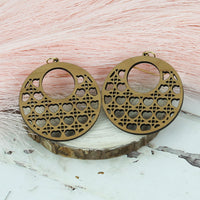 Open Circle Earrings with Heart Rattan Pattern - Valentines Earrings (Set of 3 Sizes) - Glowforge