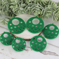Open Circle Earrings with Shamrock Rattan Pattern - St. Patrick's Day Earrings (Set of 3 Sizes) - Glowforge