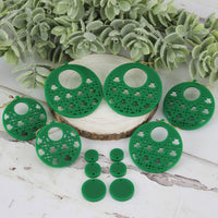 Open Circle Earrings with Shamrock Rattan Pattern - St. Patrick's Day Earrings (Set of 3 Sizes) - Glowforge