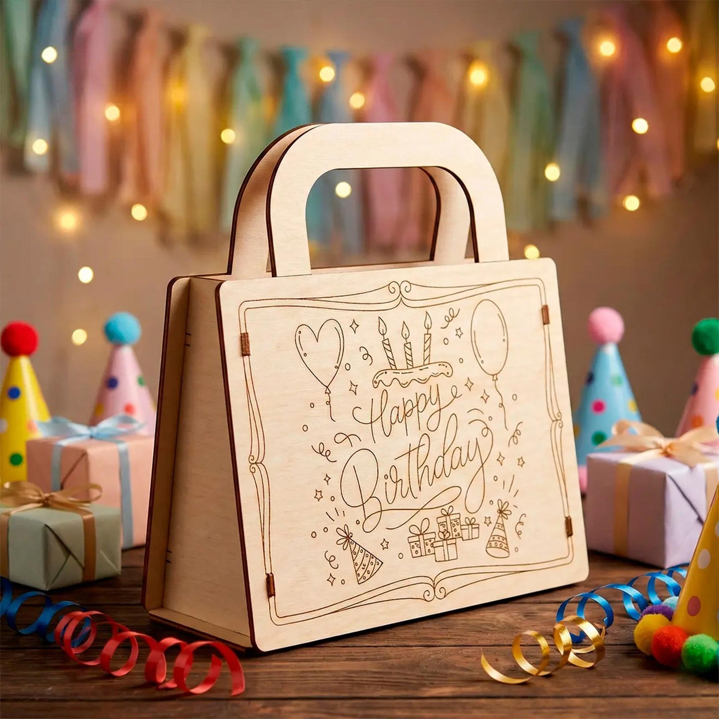 Opening Birthday Gift Bag - Reusable Gift Packaging for Parties - Glowforge
